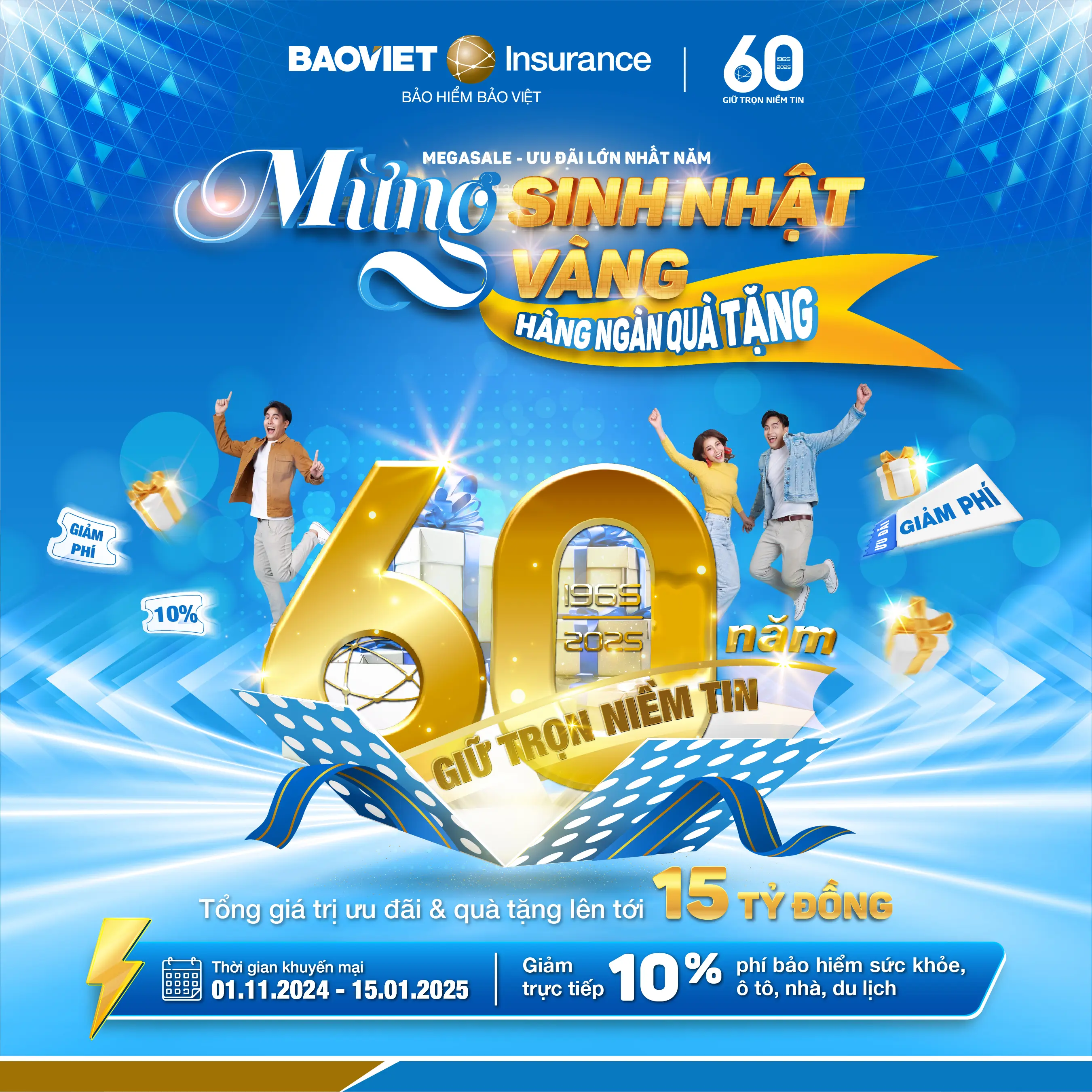 SIÊU ƯU ĐÃI BẢO VIỆT 'MỪNG SINH NHẬT VÀNG, HÀNG NGÀN QUÀ TẶNG'